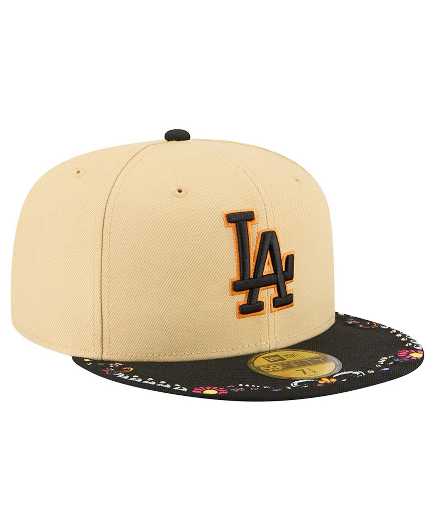 Men's Light Beige Los Angeles Dodgers Two-Tone Embroidered Visor 59FIFTY Fitted Hat
