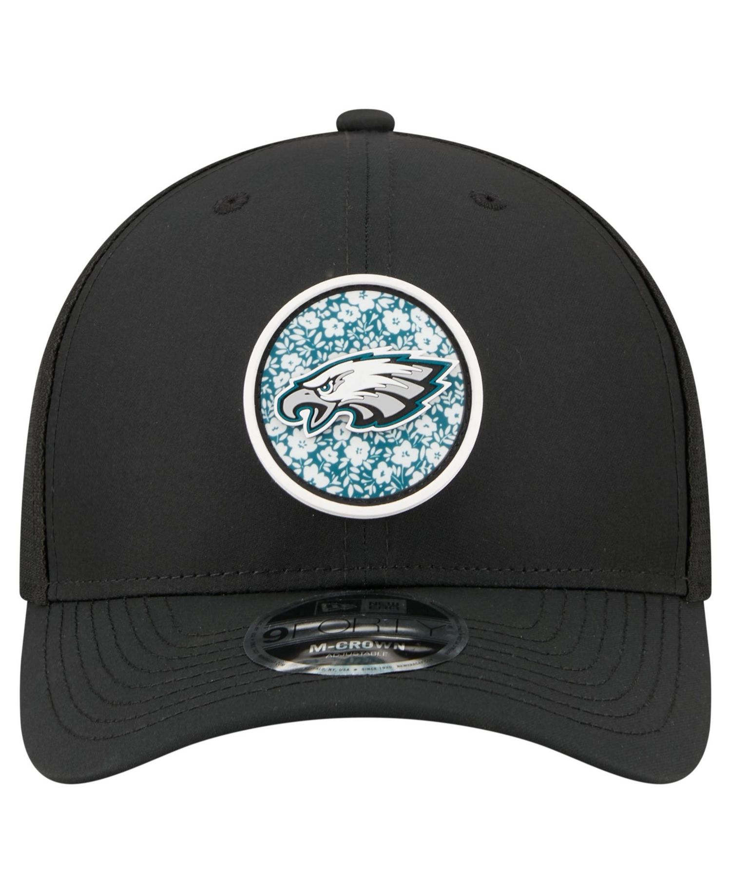 Men's Black Philadelphia Eagles Floral 9FORTY M-Crown Trucker Adjustable Hat