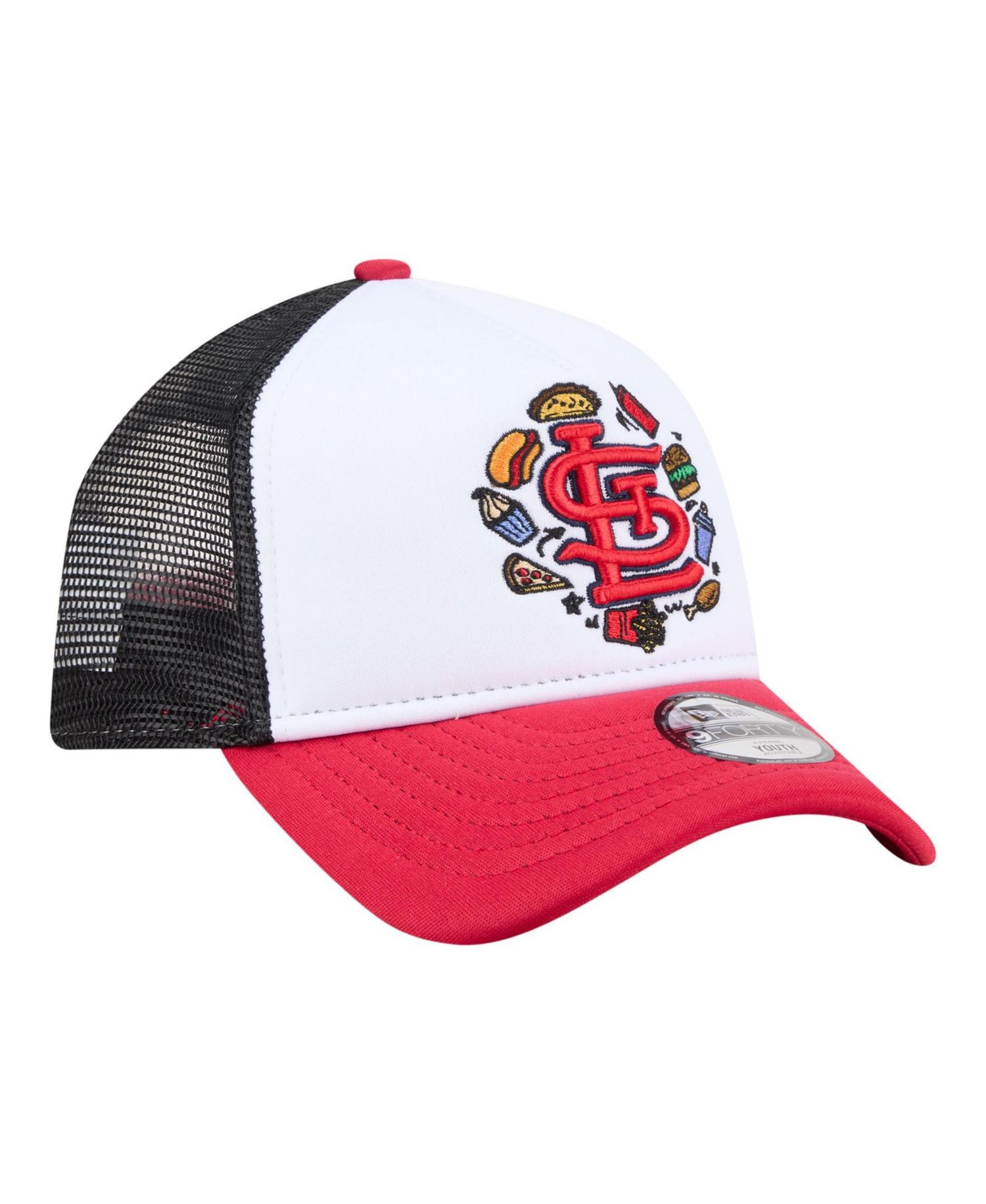 Big Boys and Girls White/Red St. Louis Cardinals Food A-Frame 9FORTY Trucker Adjustable Hat