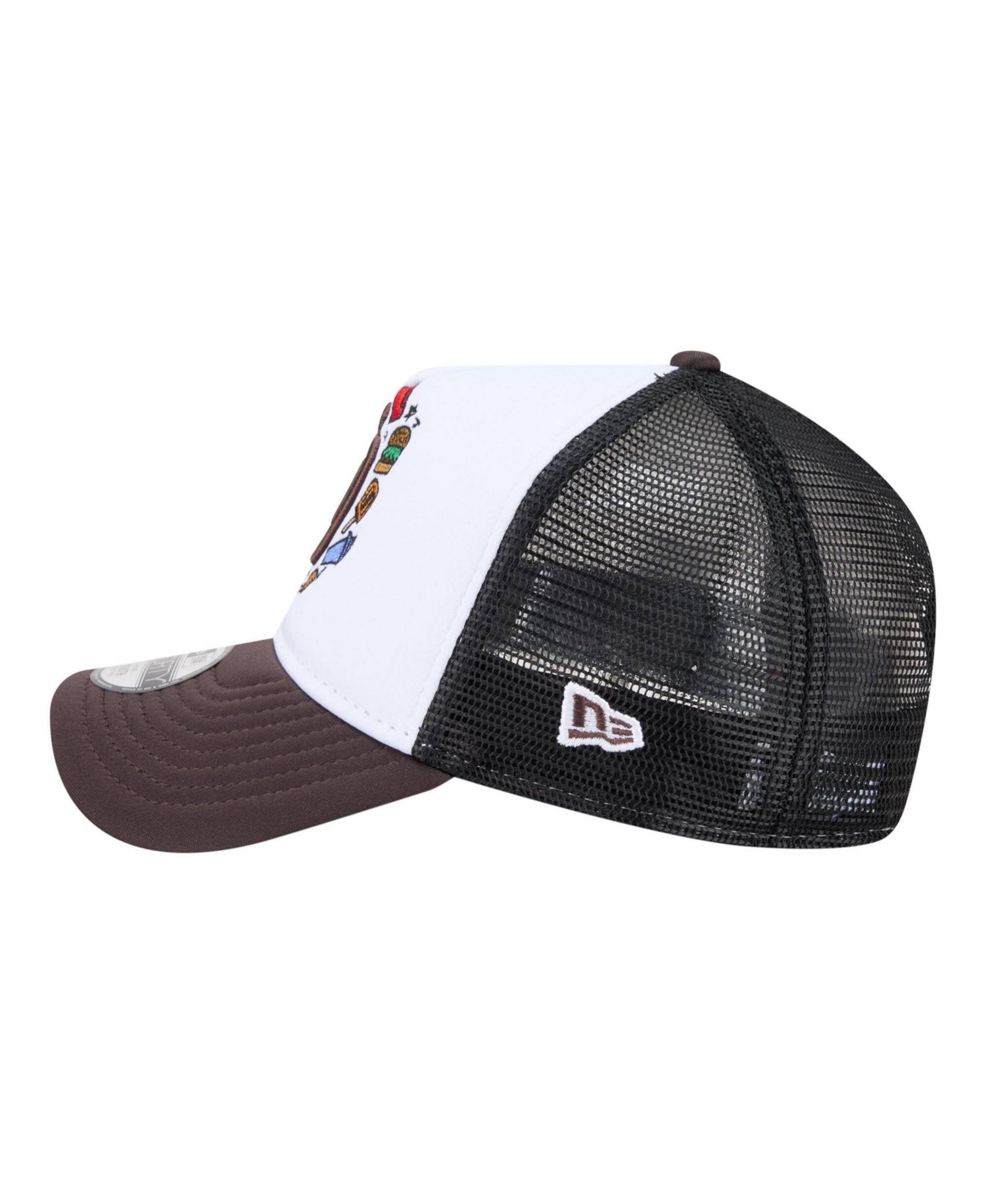 Big Boys and Girls White/Brown San Diego Padres Food A-Frame 9FORTY Trucker Adjustable Hat