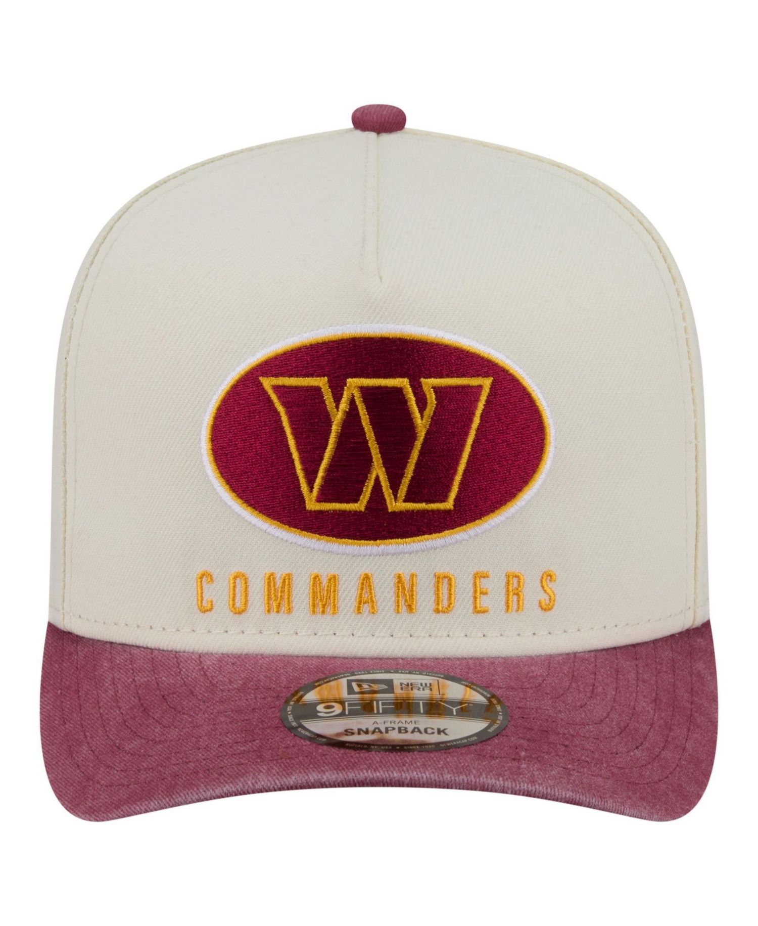 Men's Cream/Burgundy Washington Commanders Washed A-Frame 9FIFTY Snapback Hat