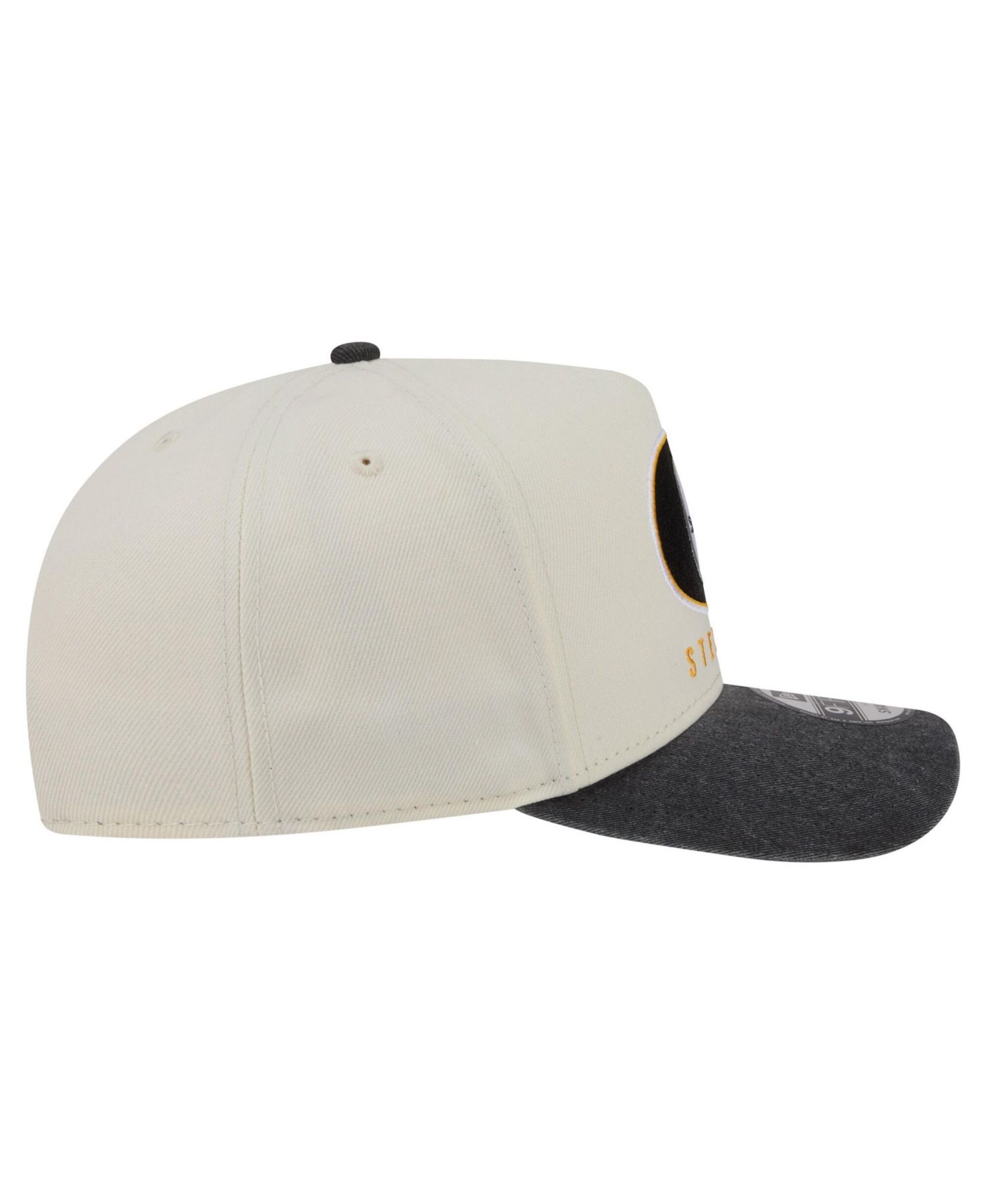 Men's Cream/Black Pittsburgh Steelers Washed A-Frame 9FIFTY Snapback Hat