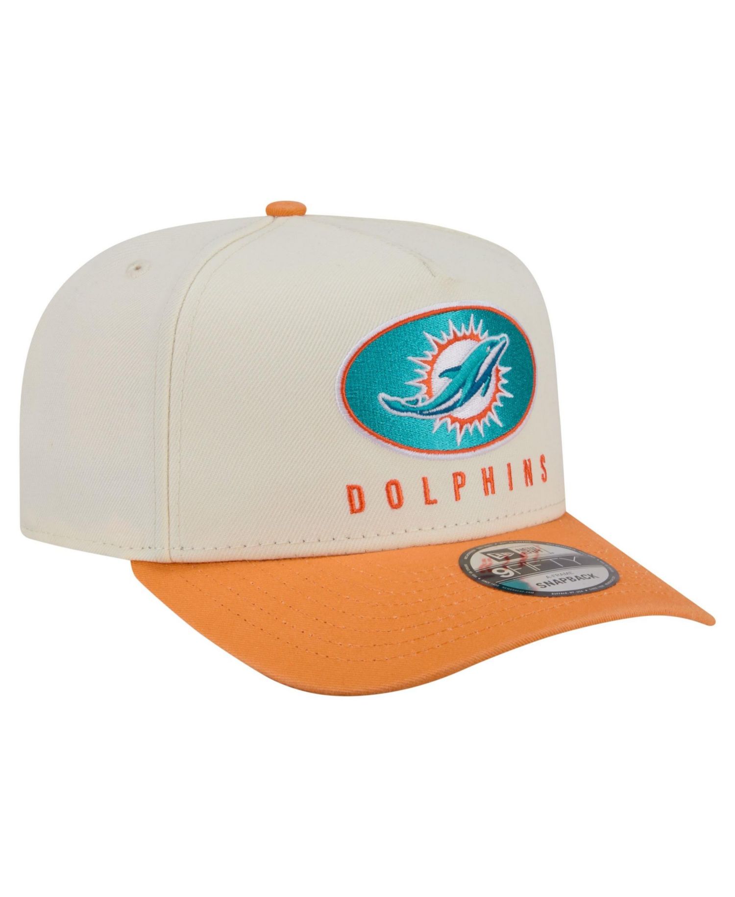 Men's Cream/Orange Miami Dolphins Washed A-Frame 9FIFTY Snapback Hat