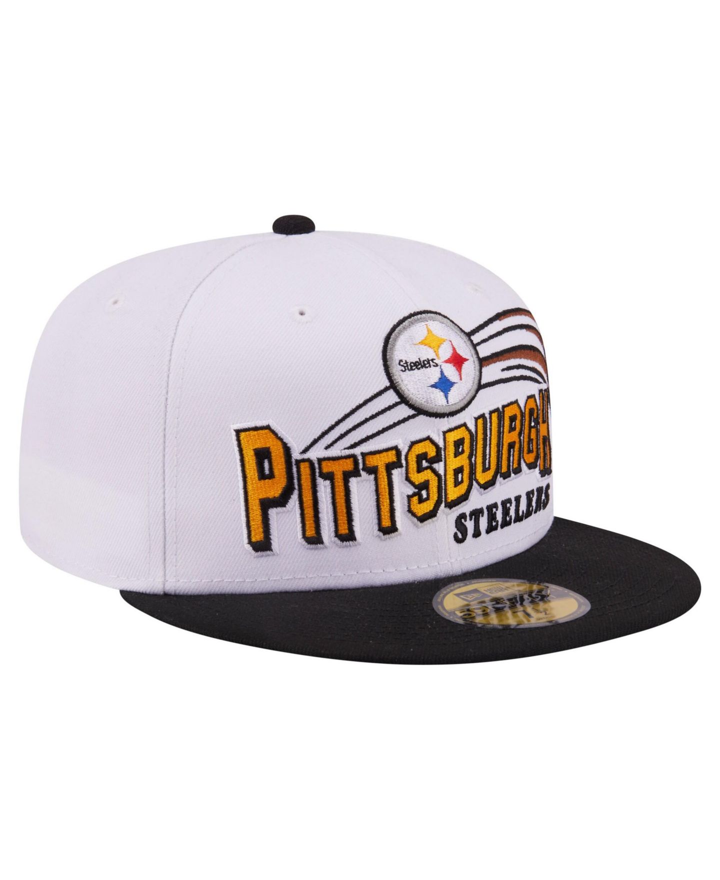 Мужская кепка New Era White/Black Pittsburgh Steelers Retro Swoop 59FIFTY Fitted Hat — фото 1