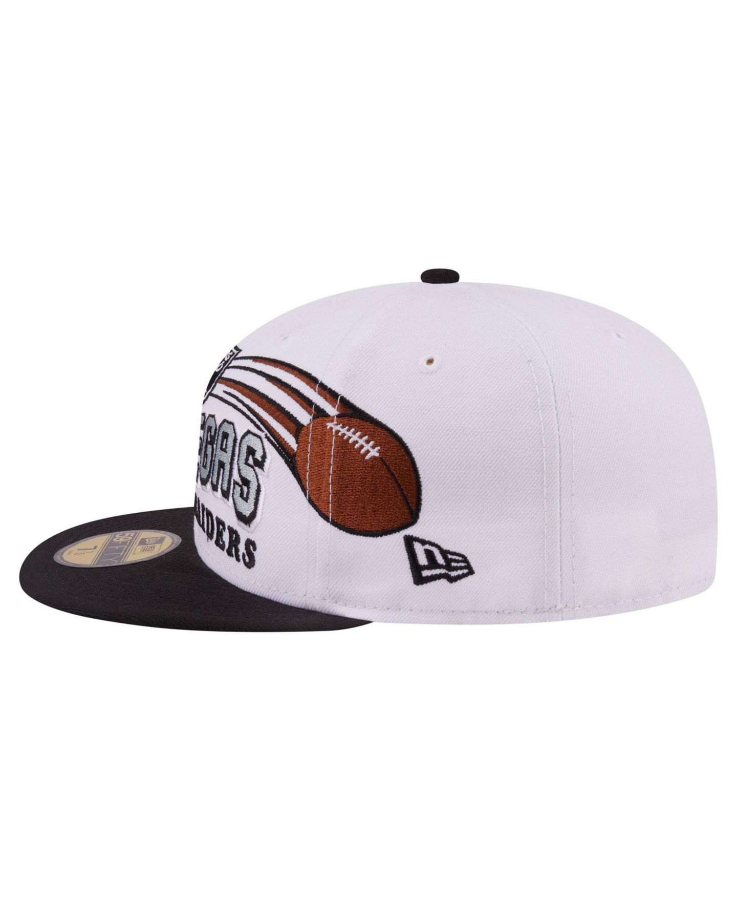 Мужская кепка New Era White/Black Las Vegas Raiders Retro Swoop 59FIFTY Fitted Hat — фото 7