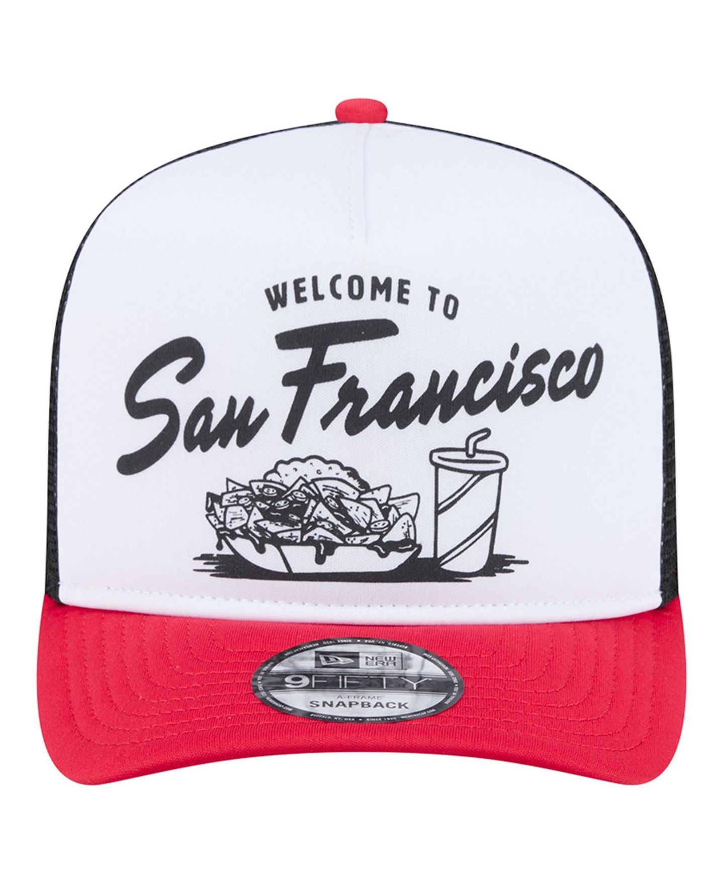 Мужская кепка New Era White/Scarlet San Francisco 49ers Foodie 9FIFTY A-Frame Trucker Snapback Hat — фото 2