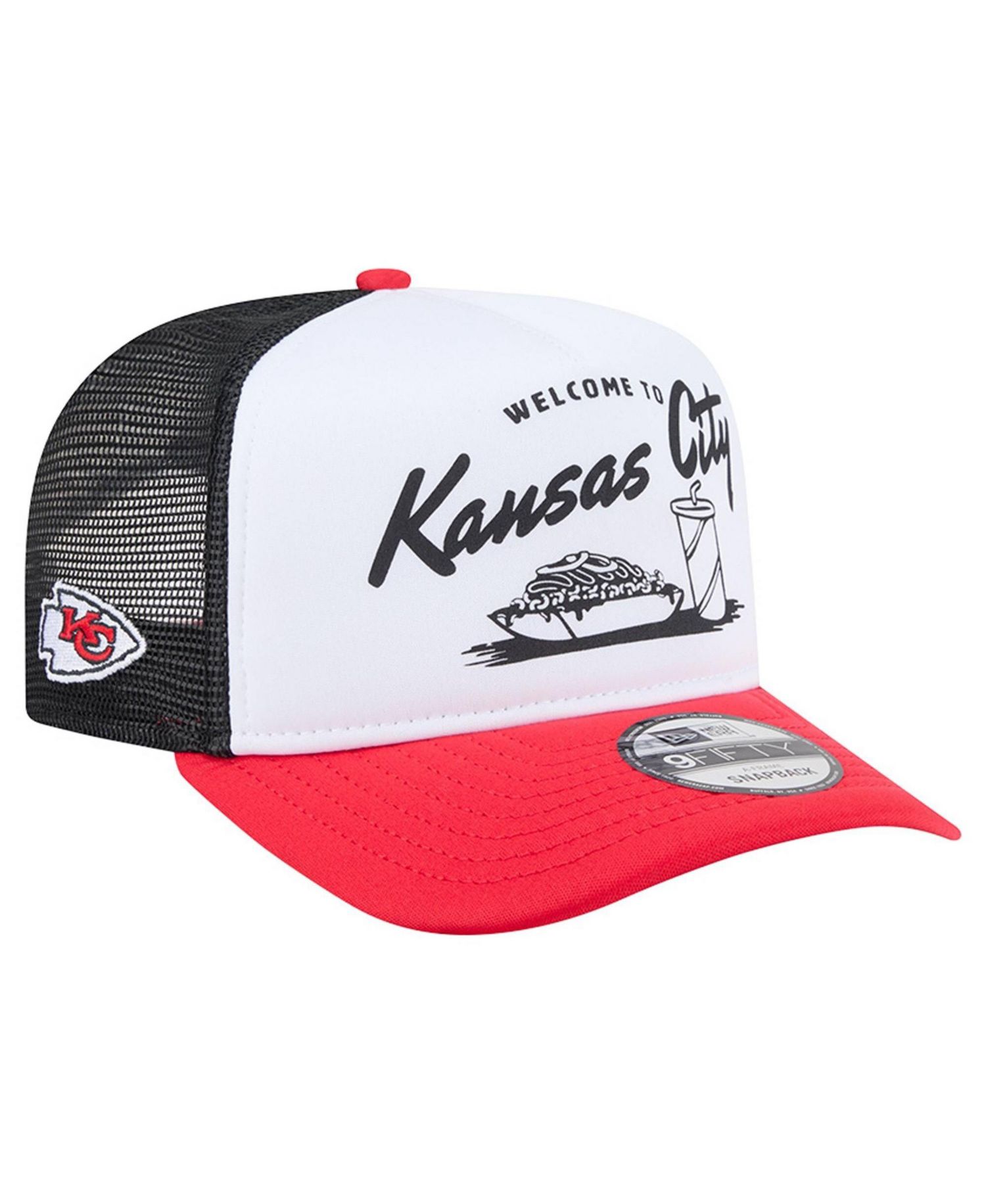 Men's White/Red Kansas City Chiefs Foodie 9FIFTY A-Frame Trucker Snapback Hat