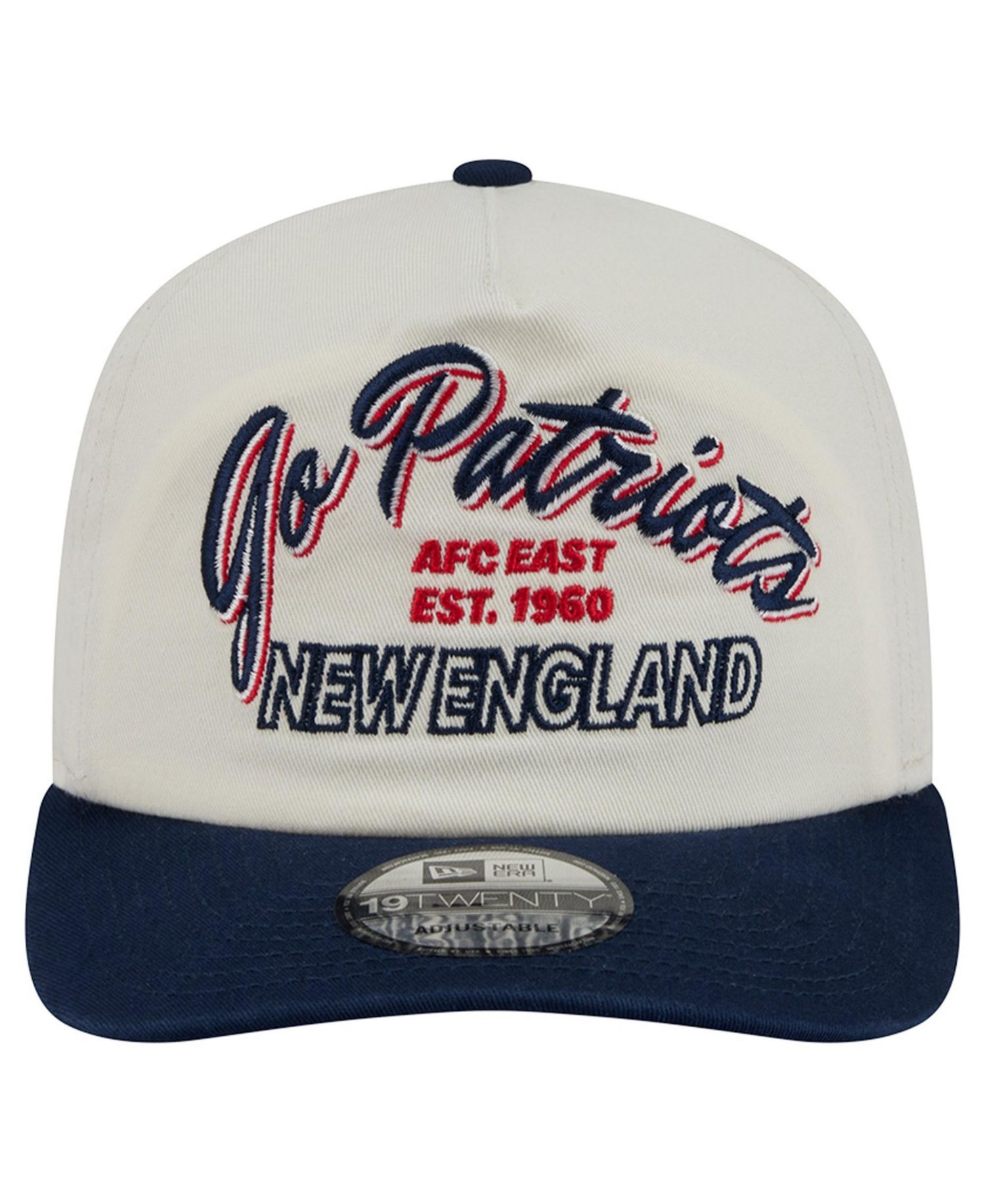 Men's Cream New England Patriots Script 19TWENTY Adjustable Hat