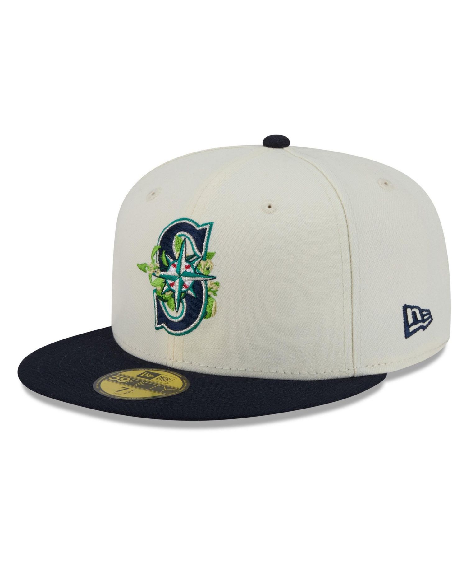 Men's White/Navy Seattle Mariners Blossom 59FIFTY Fitted Hat