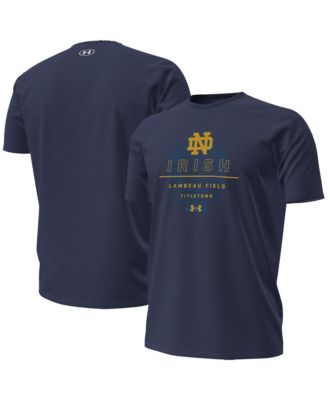 Men's Navy Notre Dame Fighting Irish 2026 Shamrock Series Lambeau Overlay Performance Cotton T-Shirt