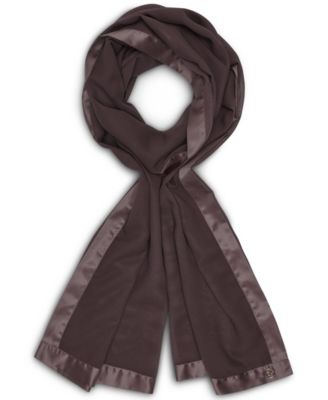 Elegant Satin-Trim Chiffon Evening Scarf