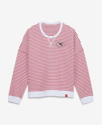 Women's Kansas City Chiefs Oversized French Terry Striped Sweatshirt