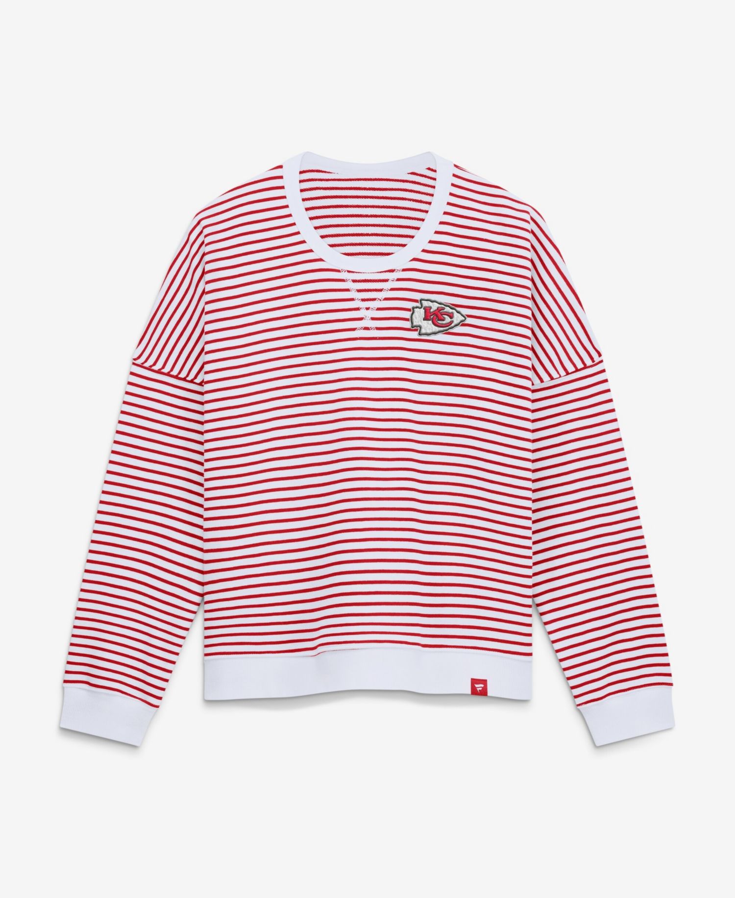 Women's Kansas City Chiefs Oversized French Terry Striped Sweatshirt