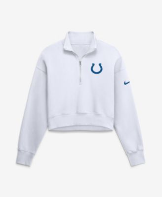 Women's White Indianapolis Colts Oversized Phoenix Fleece Cropped Quarter-Zip Sweatshirt