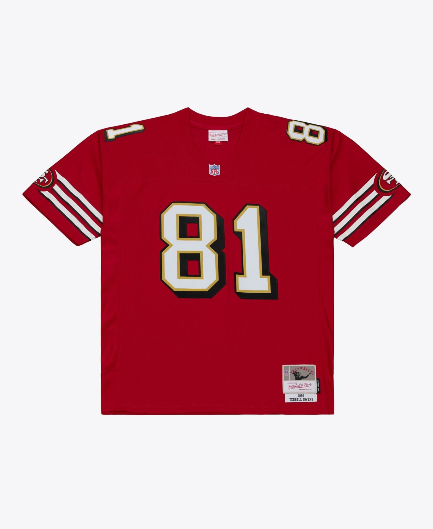 Men's Mitchell Ness Terrell Owens Red San Francisco 49ers 1996 Legacy Replica Player Jersey