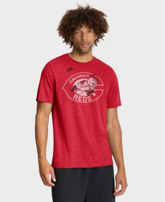 Men's Heather Red Cincinnati Reds Cooperstown Logo Tri-Blend T-Shirt
