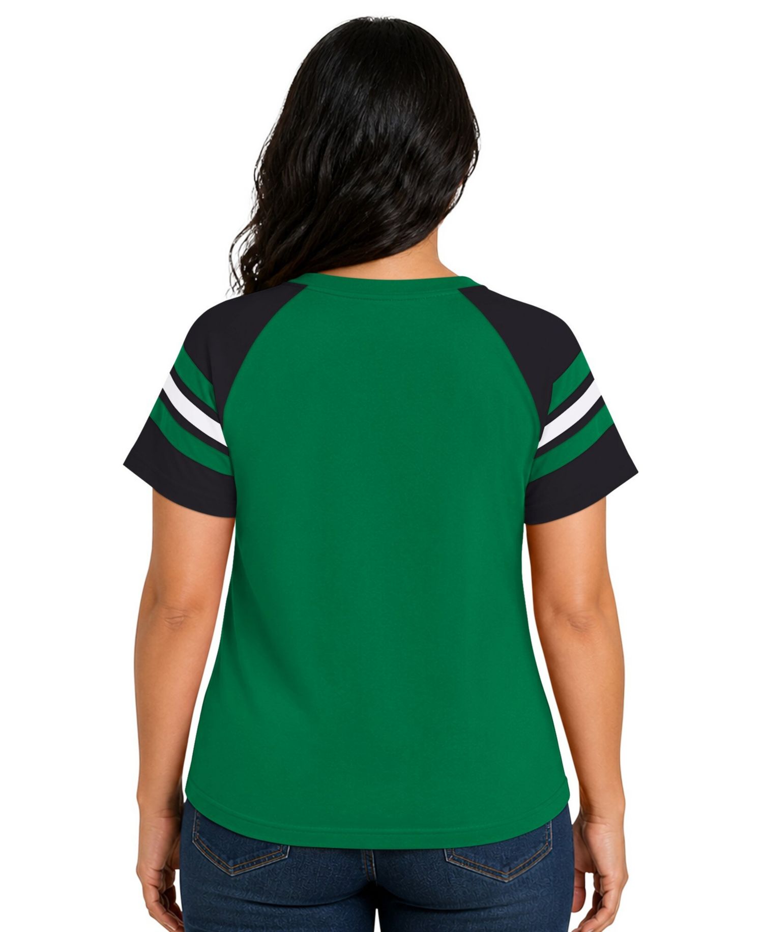 Plus Size Philadelphia Eagles Throwback Game On Notch Neck Raglan T-Shirt