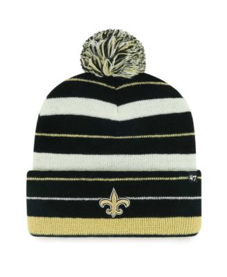 Men's Black New Orleans Saints Powerline Cuffed Knit Hat with Pom