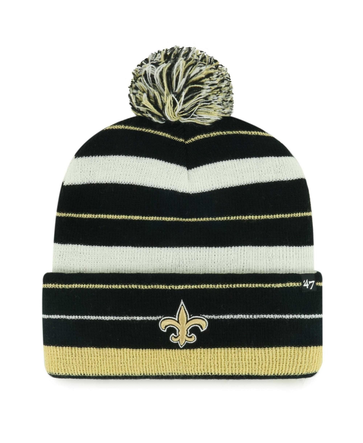 '47 Brand Men's Black New Orleans Saints Powerline Cuffed Knit Pom Hat - Black