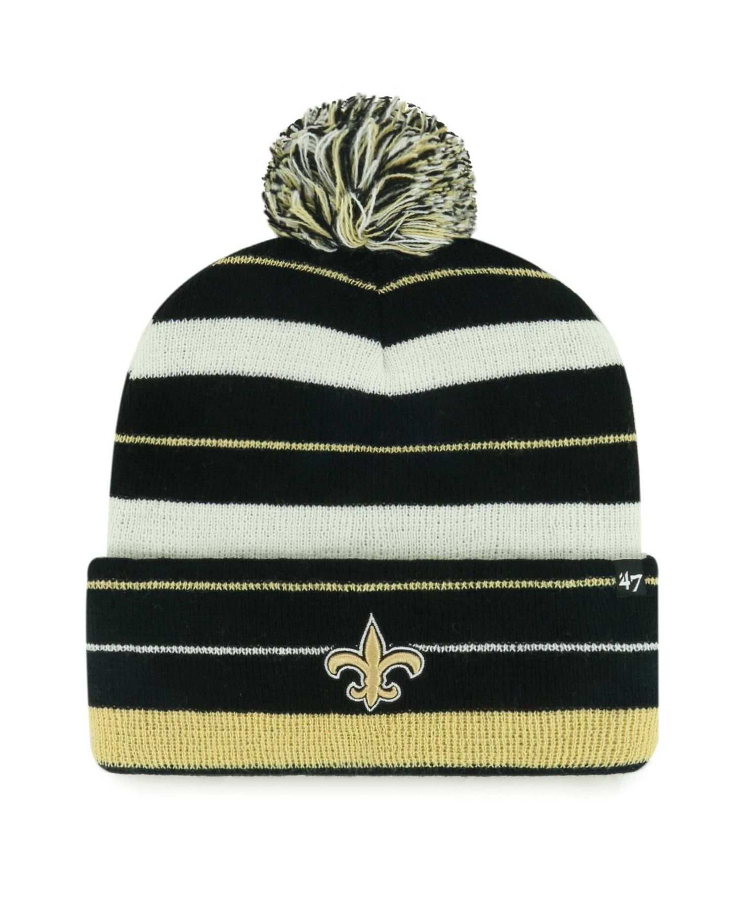 Men's Black New Orleans Saints Powerline Cuffed Knit Hat with Pom