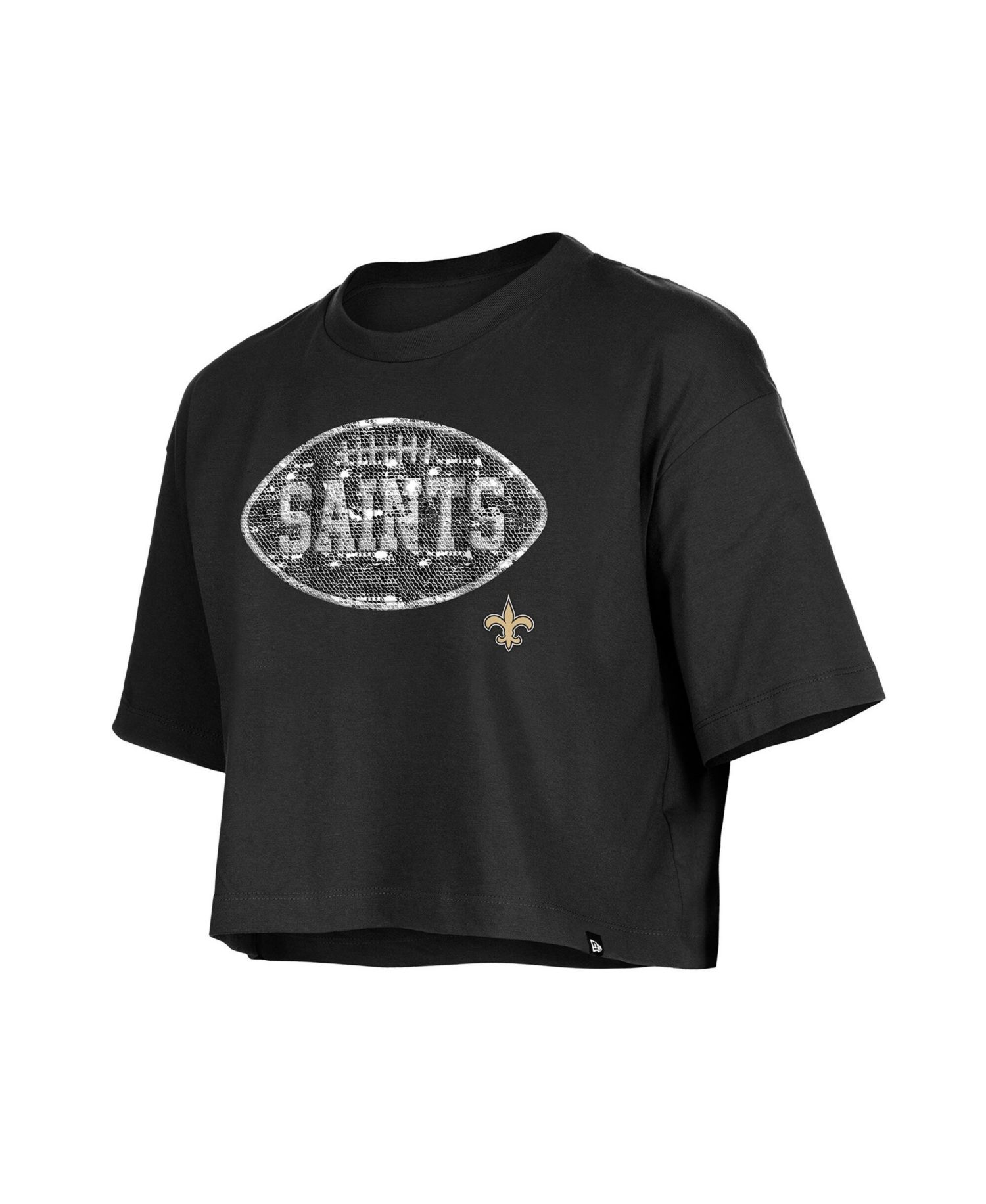 Girl's Black New Orleans Saints Flip Sequin Boxy T-Shirt