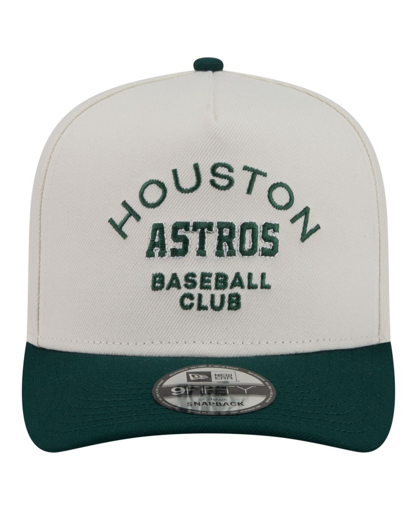 Мужская кепка New Era Cream/Dark Green Houston Astros Chrome A-Frame 9FIFTY Snapback Hat — фото 2