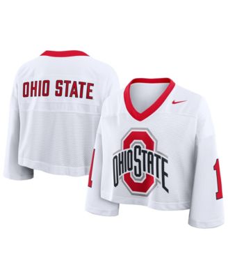 Women's White Ohio State Buckeyes Oversized Logo Cropped Fashion Jersey
