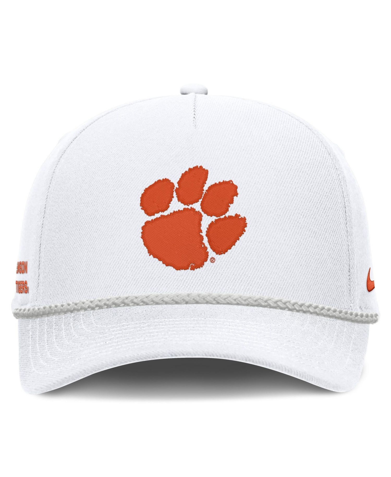 Men's and Women's White Clemson Tigers Rope Rise Adjustable Hat