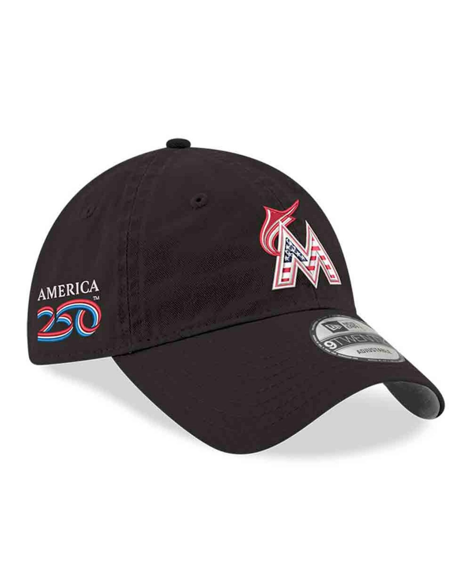 Men's Black Miami Marlins America 250 9TWENTY Adjustable Hat