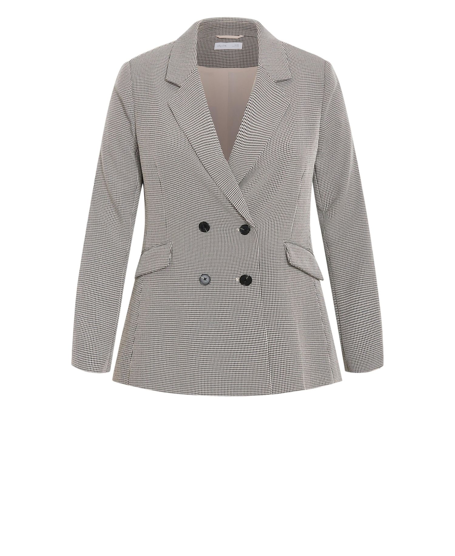 Plus Size Hailey Check Double-Breasted Houndstooth Blazer