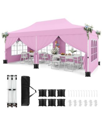 10 x 20 feet Pop-Up Canopy Tent with 6 Sidewalls, Windows and Carrying Bag