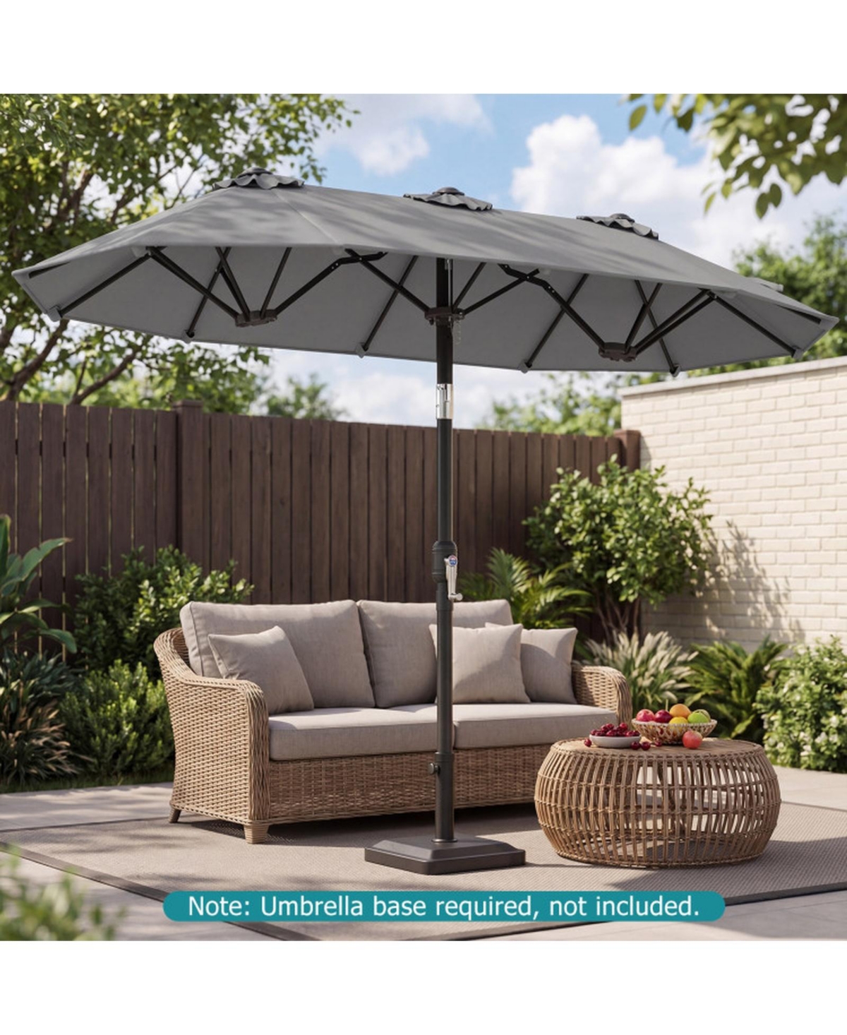 Gouun 10 ft Double-Sided Rectangular Patio Umbrella with Push-Button Tilt