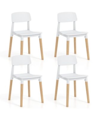 Set of 4 Modern Dining Side Chairs with Beech Wood Legs