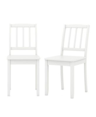 Set of 2 Farmhouse Dining Chairs with Curved Back and Rubber Wood Legs