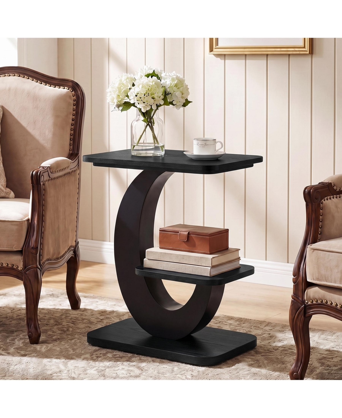 Tribesigns 2-Tier Industrial Side Table with Metal Arc-Shaped Frame