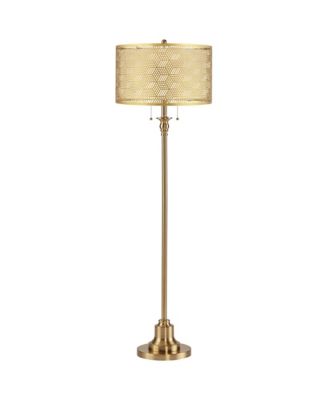 360 Lighting Dyna 58"H Antique Brass and Laser Cut Shade 2-Light Floor Lamp