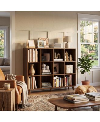 12 Cube Bookcase, 3-Tier Open Bookshelf with Wood Finish, Modern Storage Organizer for Home Office Living Room Bedroom