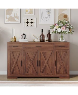 55" Farmhouse Sideboard Buffet Cabinet with 3 Drawers