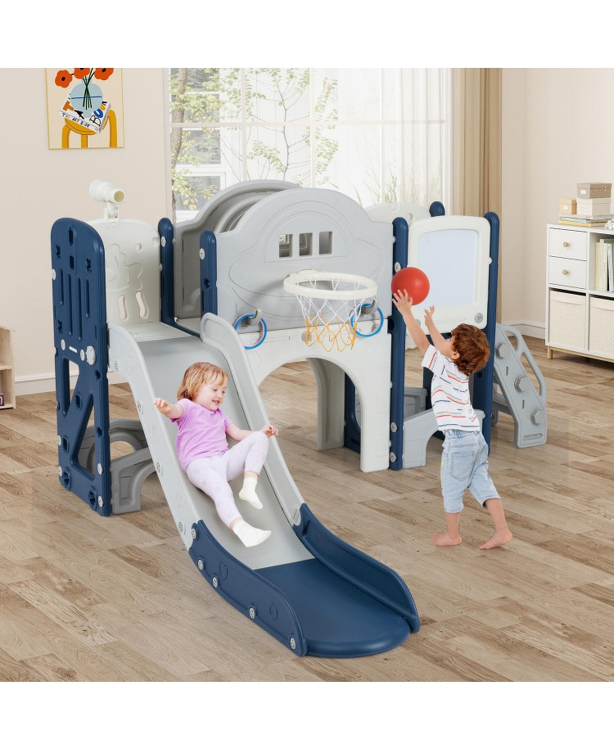 Hongge 10-in-1 Foldable Toddler Slide and Climber Playset, Ages 3+