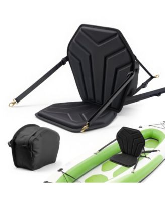 Hexagonal Padded Kayak Seat 1 in Thick with Back Support Adjustable Straps and Storage Bag