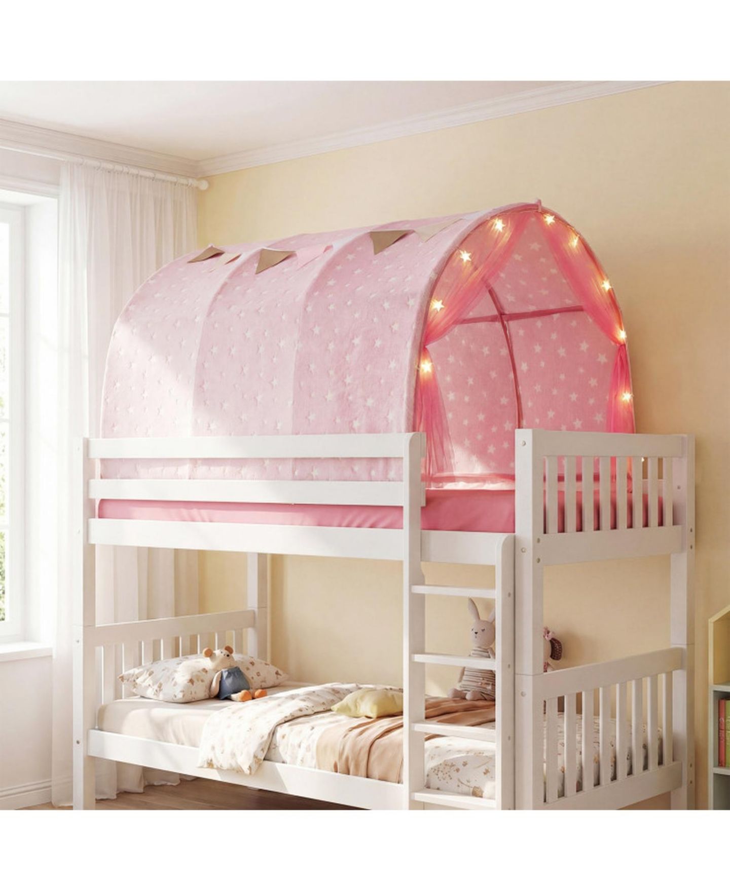 Детские игрушки HONGGE Glow-in-the-Dark Stars String Lights 3-Piece Bed Tent, Ages 3+, цвет: Розовый — фото 2