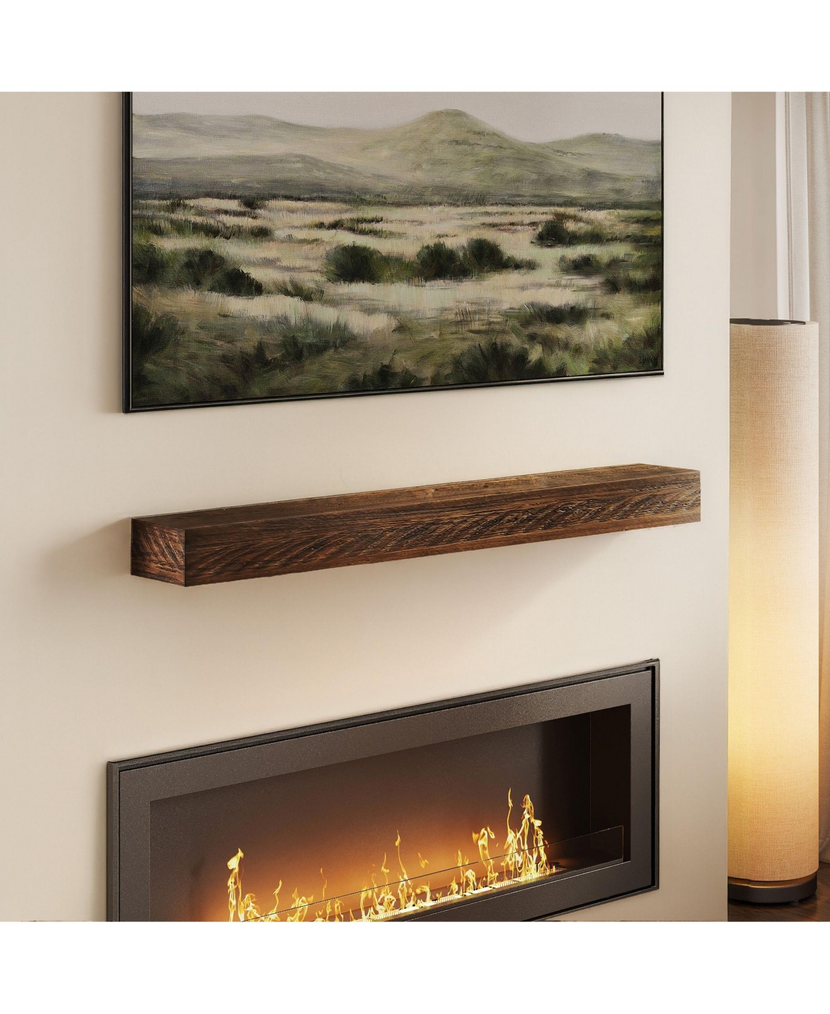 Plank+Beam 60 Inch Rustic Floating Shelf/Fire Beam