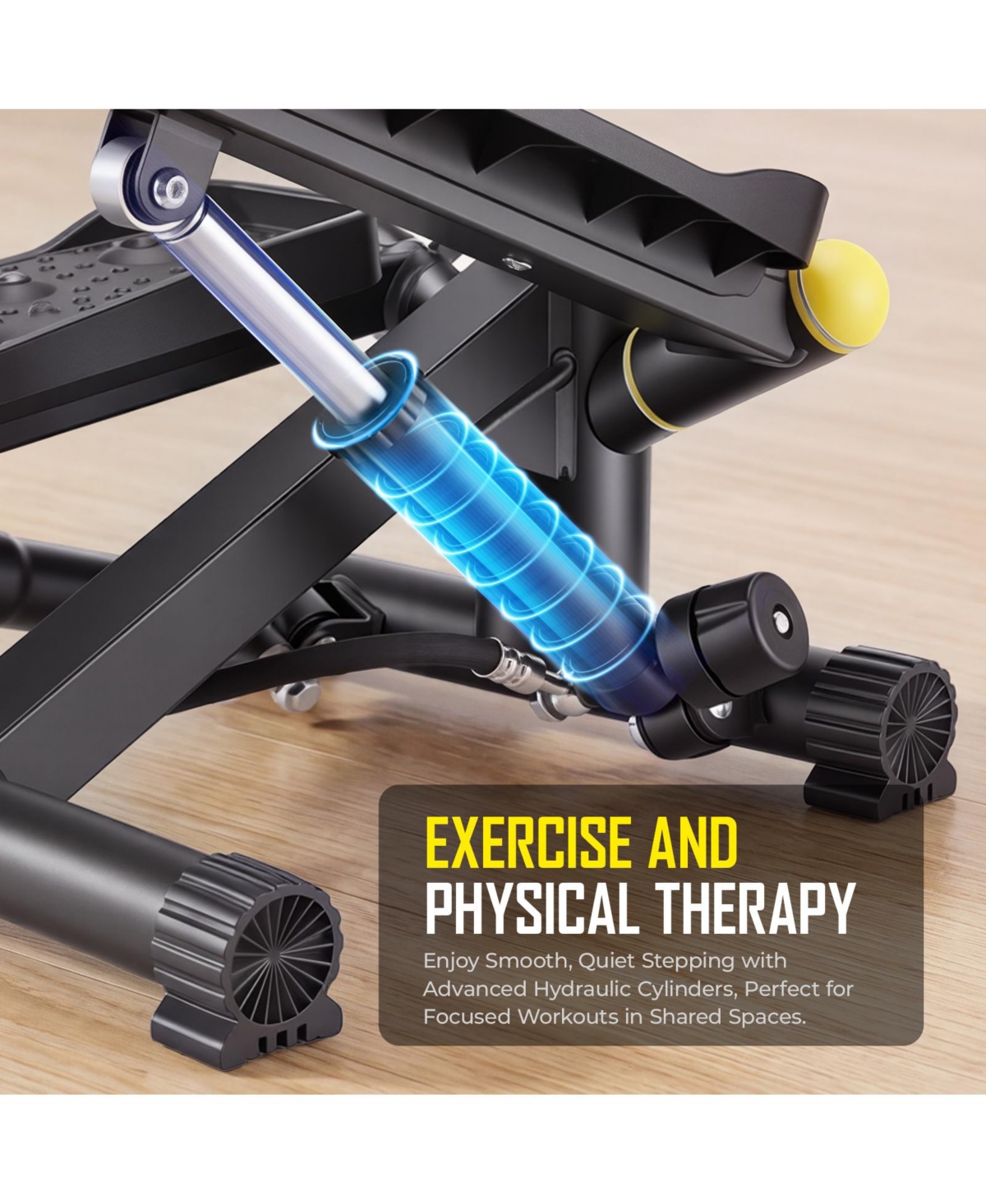 Sugift Mini Stair Stepper for Exercise with Resistance Bands Lcd Monitor 300 Lbs Hydraulic Fitness Stepper