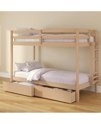 Bear Furniture Plywood Twin/Twin With Underbed Storage Drawers, Oak Embossed