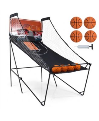 Foldable Kids Basketball Arcade Game Hoop Machine with 8 Playing Modes for 1-4 Players