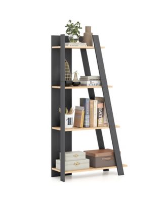 4-Tier Modern Wooden Vertical Bookshelf Display Book Shelf for Small Space
