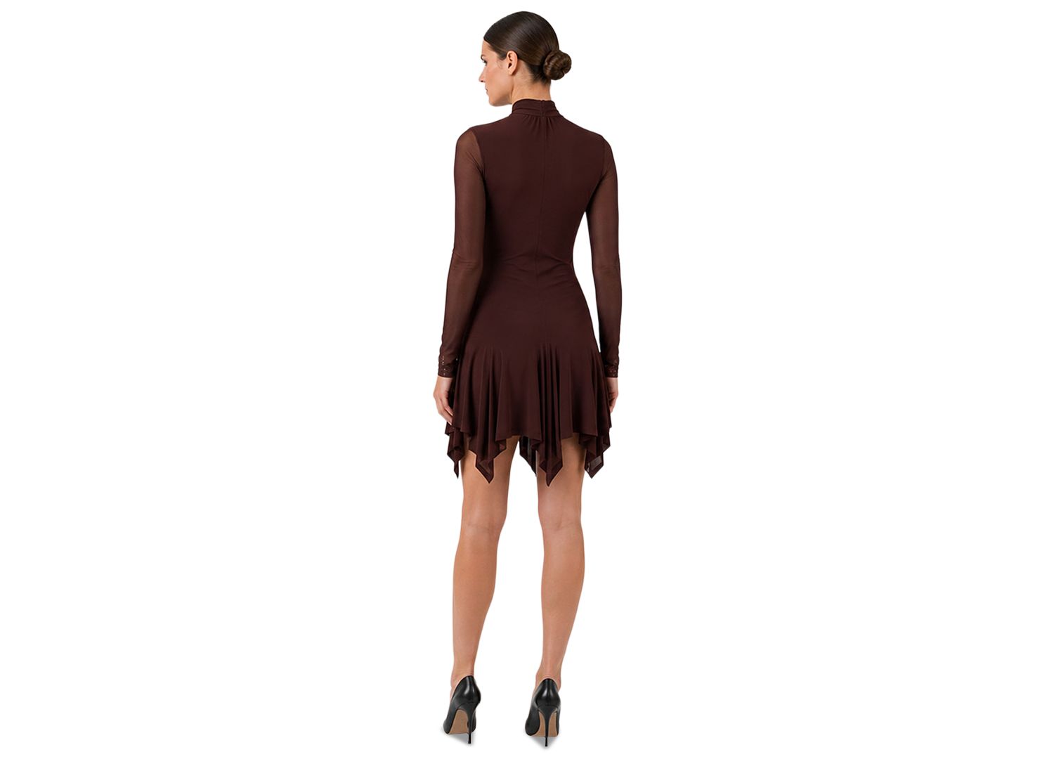 Women's Mesh Long-Sleeve Fit & Flare Dress