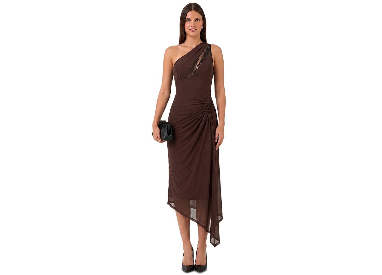 Women's Lace One-Shoulder Midi Dress
