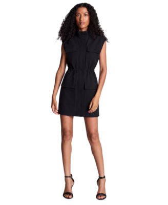 Women's Cargo Mock Neck Sleeveless Mini Dress