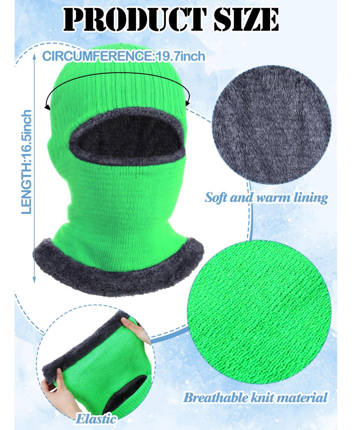 Piscifun 4 Pack Winter Balaclava Face Mask Knitted Fleece Thermal Cold Weather Outdoor Gear